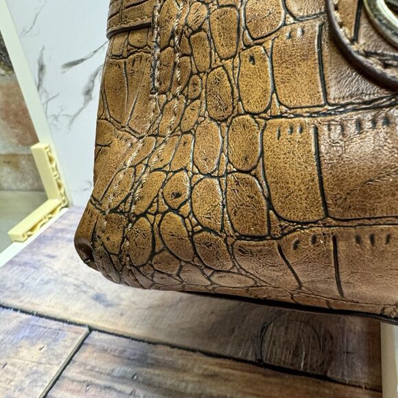 Relic Faux Alligator Shoulder Handbag Purse Brown Double Handle - Picture 5 of 16